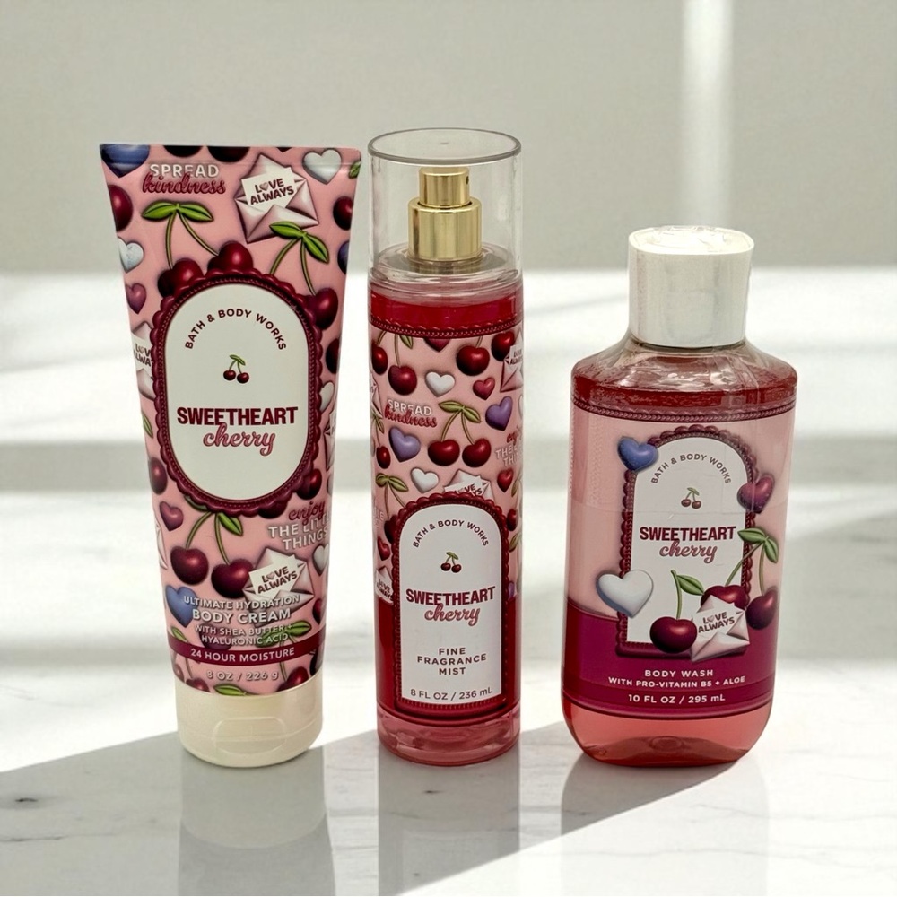 Bath & Body Works Sweetheart Cherry Lotion Body Care Gift Set NWT